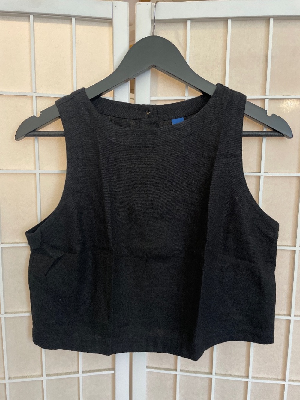 Linen blend crop top black Small